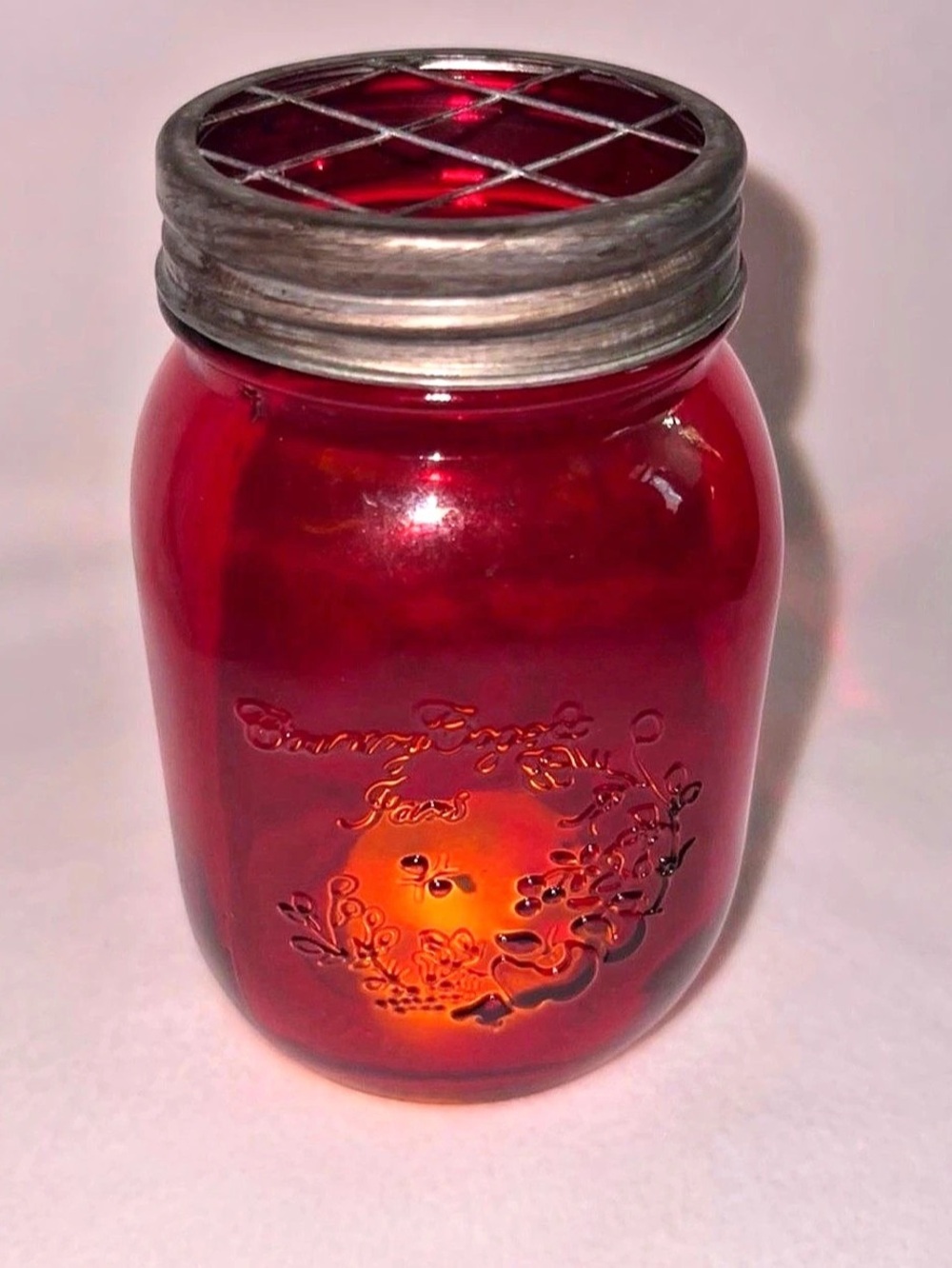 Country Cottage Farms Red Glass Jar Decor